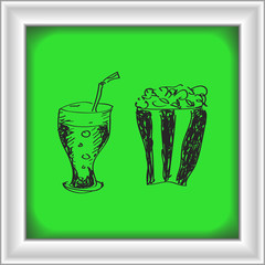 Simple doodle of a drink and popcon