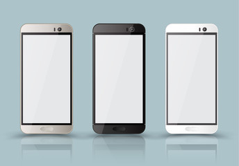 New realistic mobile phone smartphone collection mockups with blank screen isolated. Vector illustration. for printing and web element, Game and application mockup.