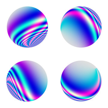 four blue sphere with stripes on a white background