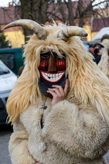 MOHACS, HUNGARY - FEBRUARY 07: Unidentified people in mask at th