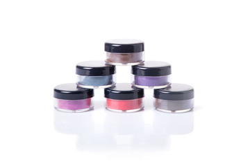 Natural eye shadows in transparent jars