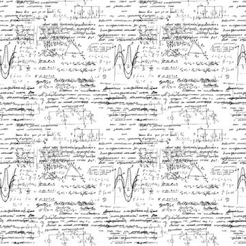 Seamless endless pattern background with handwritten mathematica