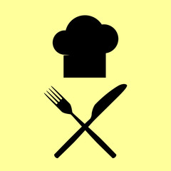 Chef with knife and fork sign