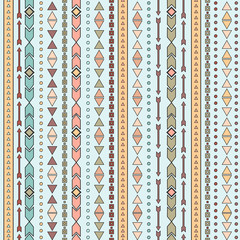 Vector tribal seamless pattern. Boho stripes background.