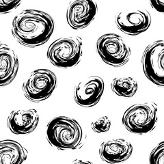Abstract vector seamless pattern. Circle brush stroke background.