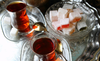 Turkish tea and lokum.