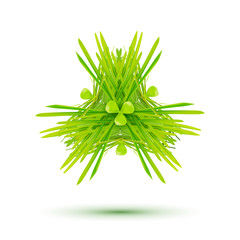 Modern label with green grass