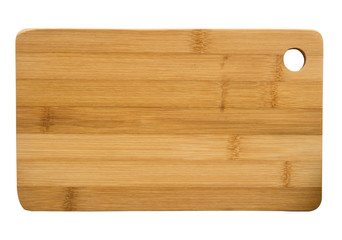 Bamboo cutting board isolated on white background 
