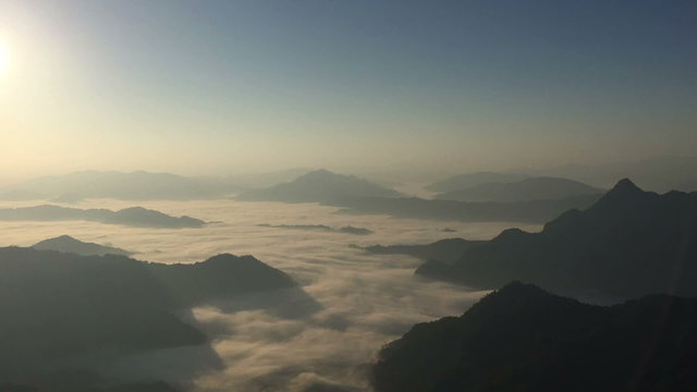 Timelapse of the morning mist at Phu Chee Fah,Chiangrai, Thailand