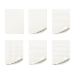 Set of paper different sheet ,texture notebook sheets isolated on a white background