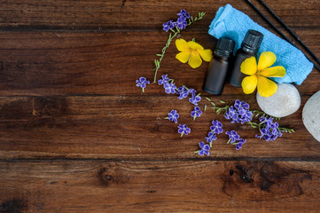 Spa setting on wooden background.