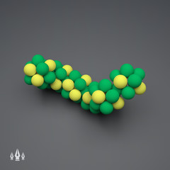 3D Molecule Structure. Futuristic Technology Style. 3D Vector illustration for Science, Technology, Marketing, Presentation. Connection Structure. Network Design. 3D Vector illustration.