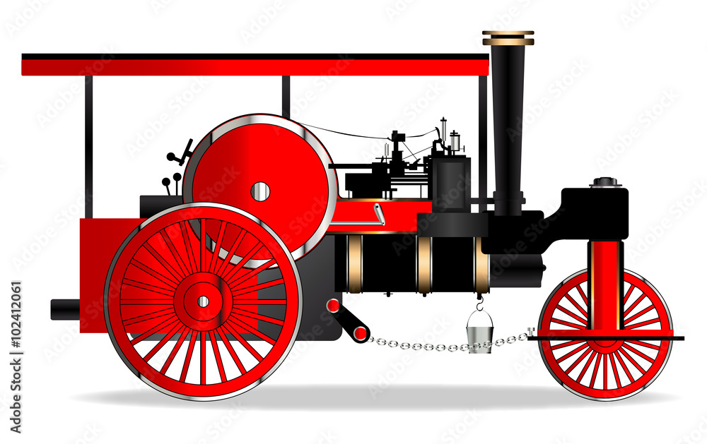 Wall mural vintage steam roller