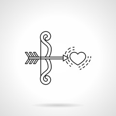 Cupids bow and heart black flat line vector icon