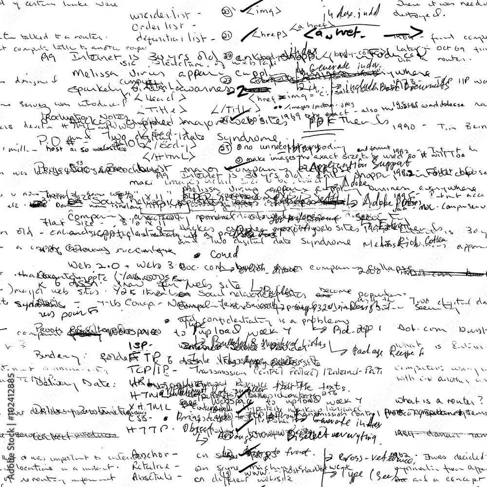 Poster vector seamless pattern with real hand written latin text on white paper. lectures archives on diffe