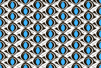 Black and white pattern with blue ovals