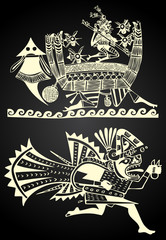 Mexico and Peru native art in black and white
