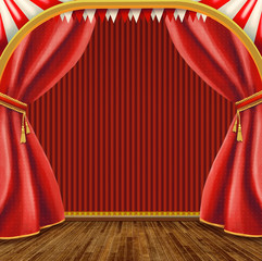 Theater Stage with red Curtain