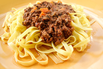 tasty pasta-Italian meat sauce pasta on the table