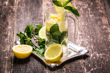 Freshness drink  on wooden table , healthy concept