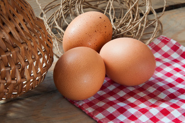 three eggs on the table