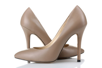 new women's shoes with high heel isolated on white background