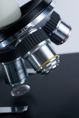 Fototapeta na wymiar Closeup of microscope objectives
