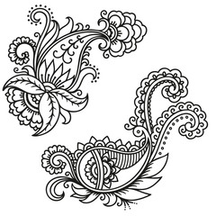 Fototapeta na wymiar Henna tattoo flower template.Mehndi. 