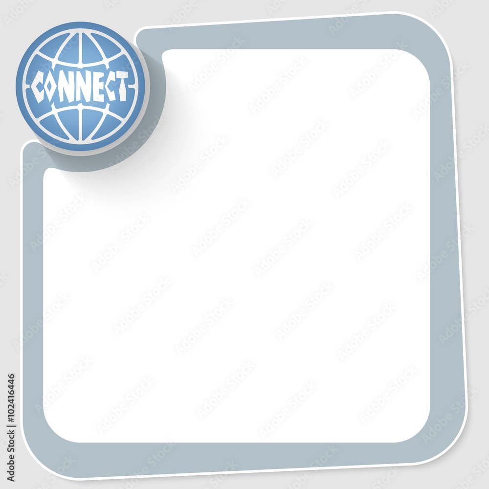 Poster blue circle with globe and frame for your text