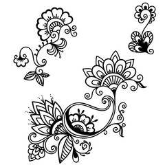 Henna tattoo flower template.Mehndi.
