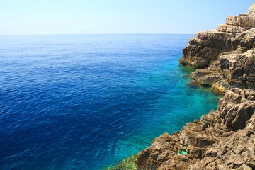 Beautiful blue Adriatic sea on island Mljet in Croatia