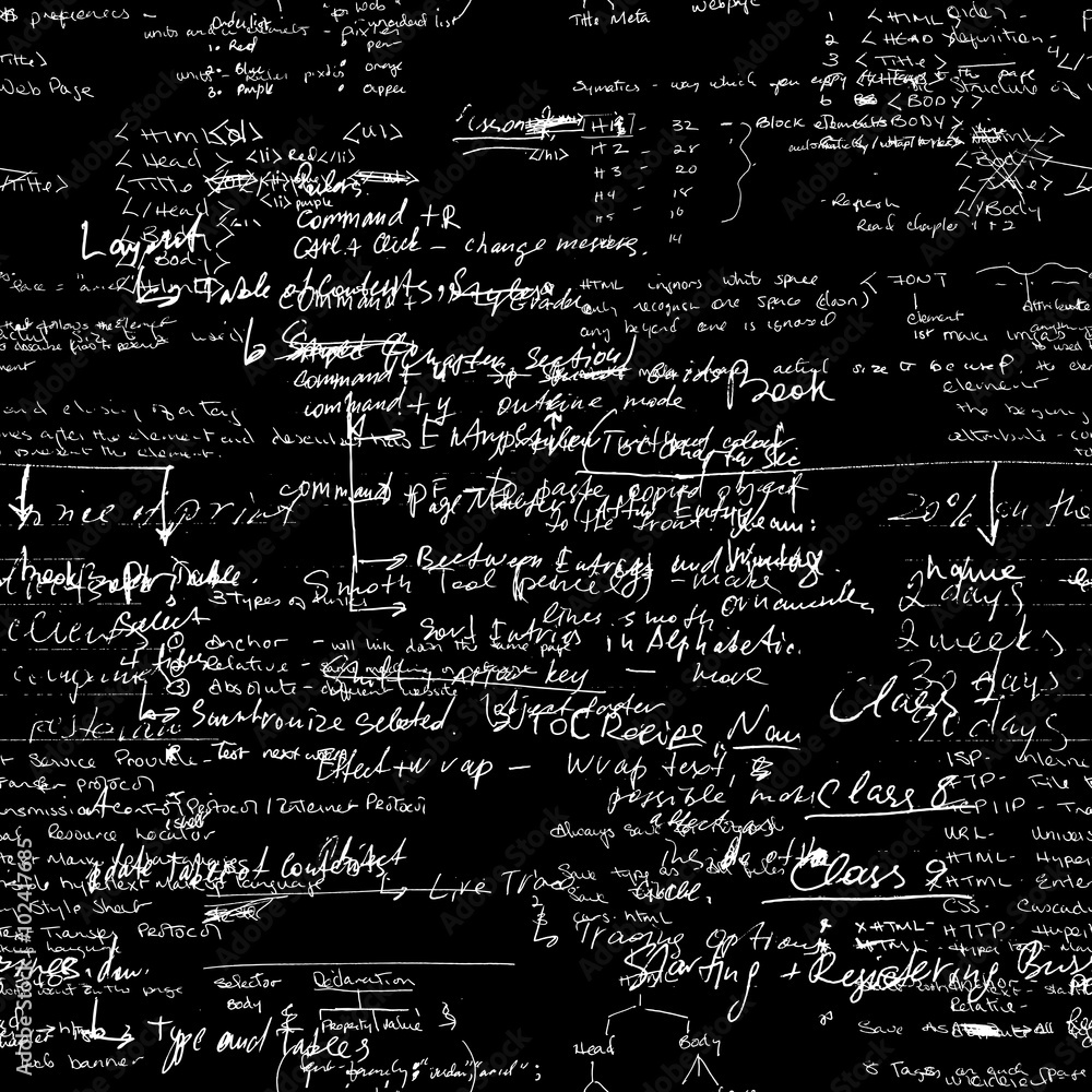 Poster seamless pattern with handwriting text. calligraphy text, black background. natural hand writing sty