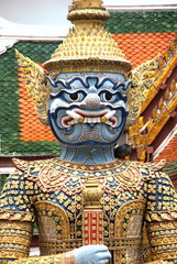 Giant guardian statue in Wat Phra Kaew, Grand Palace, Bangkok, Thailand