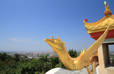 The golden chinese swan statue at Hat Yai City, Songkhla Province, Thailand