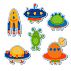 Obraz premium Ufo space icon set, sticker