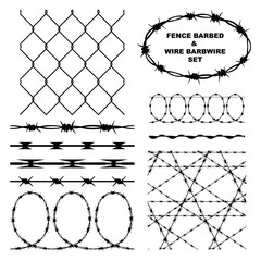 Fence barbed and wire barbwire set