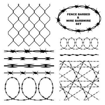 Fence barbed and wire barbwire set