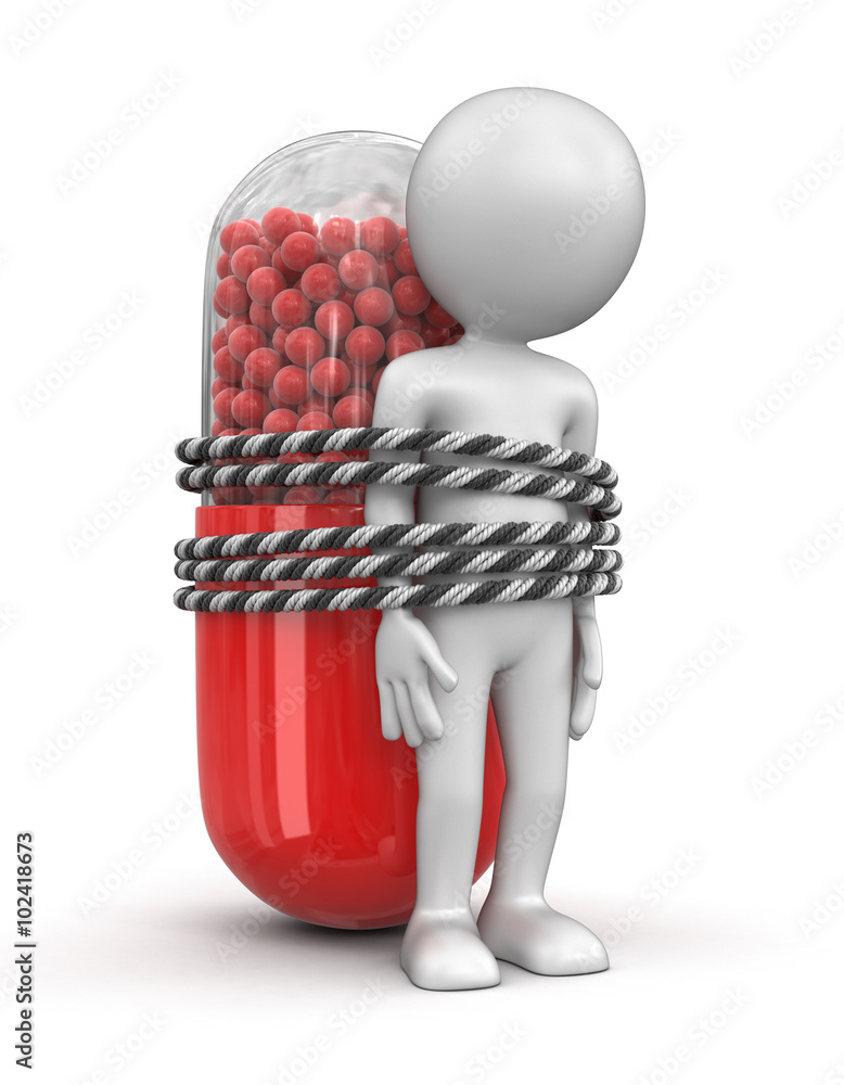 Poster man and capsule. image with clipping path.