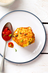  rice fritters  with tomato sauce