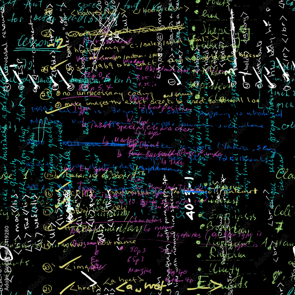 Poster seamless pattern with handwriting text. calligraphic english text, black background. natural hand wr