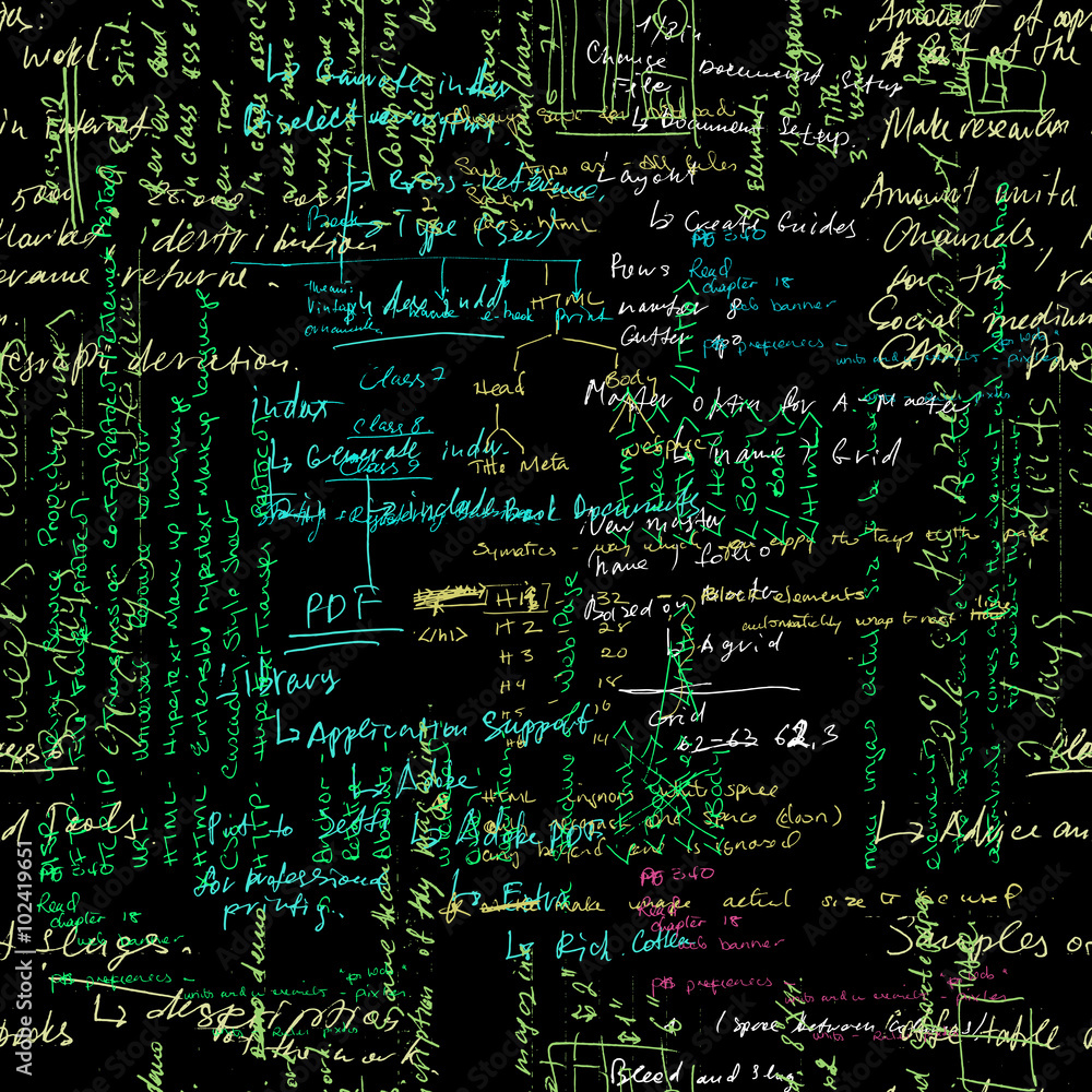 Poster seamless pattern with handwriting text. calligraphic english text, black background. natural hand wr