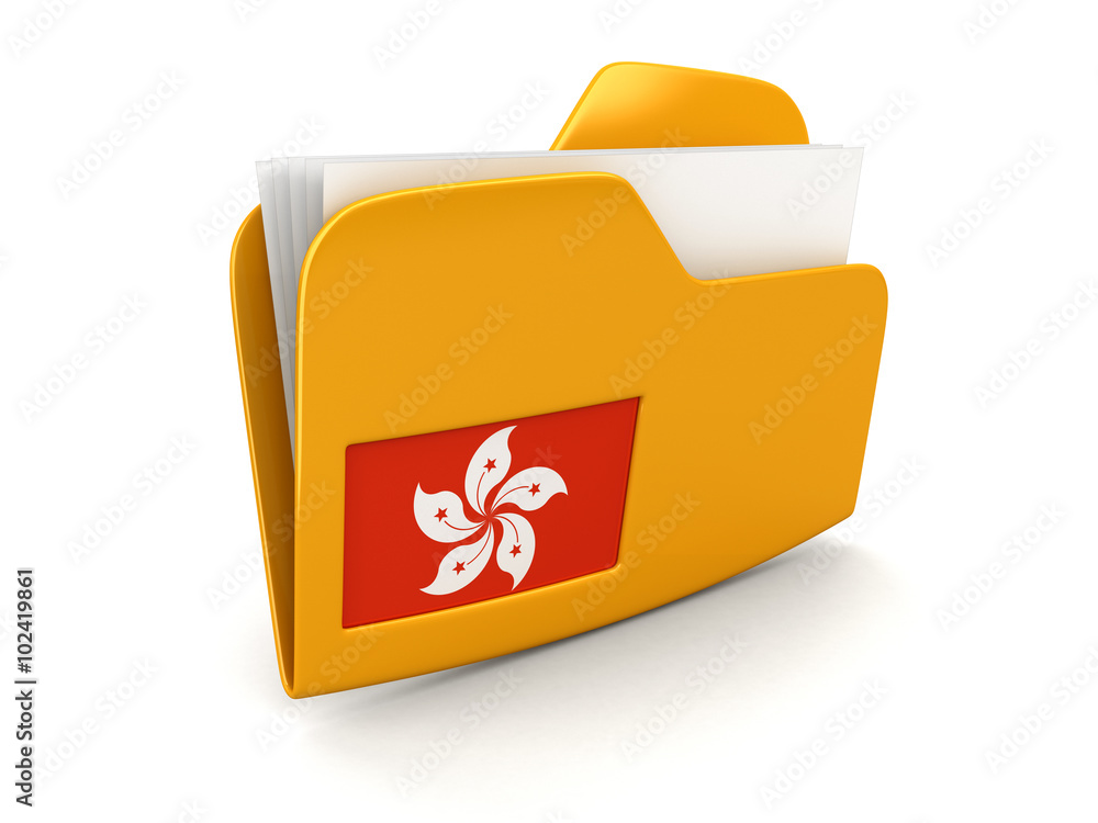 Poster folder and lists with hong kong flag. image with clipping path
