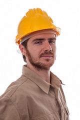 Close-up of an caucasian young man  looking at camera isolated o