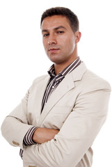 Business man with arms crossed oisolated background