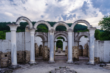 view of the ruins of a church situated in the first bulgarian capital veliki preslav situated near...