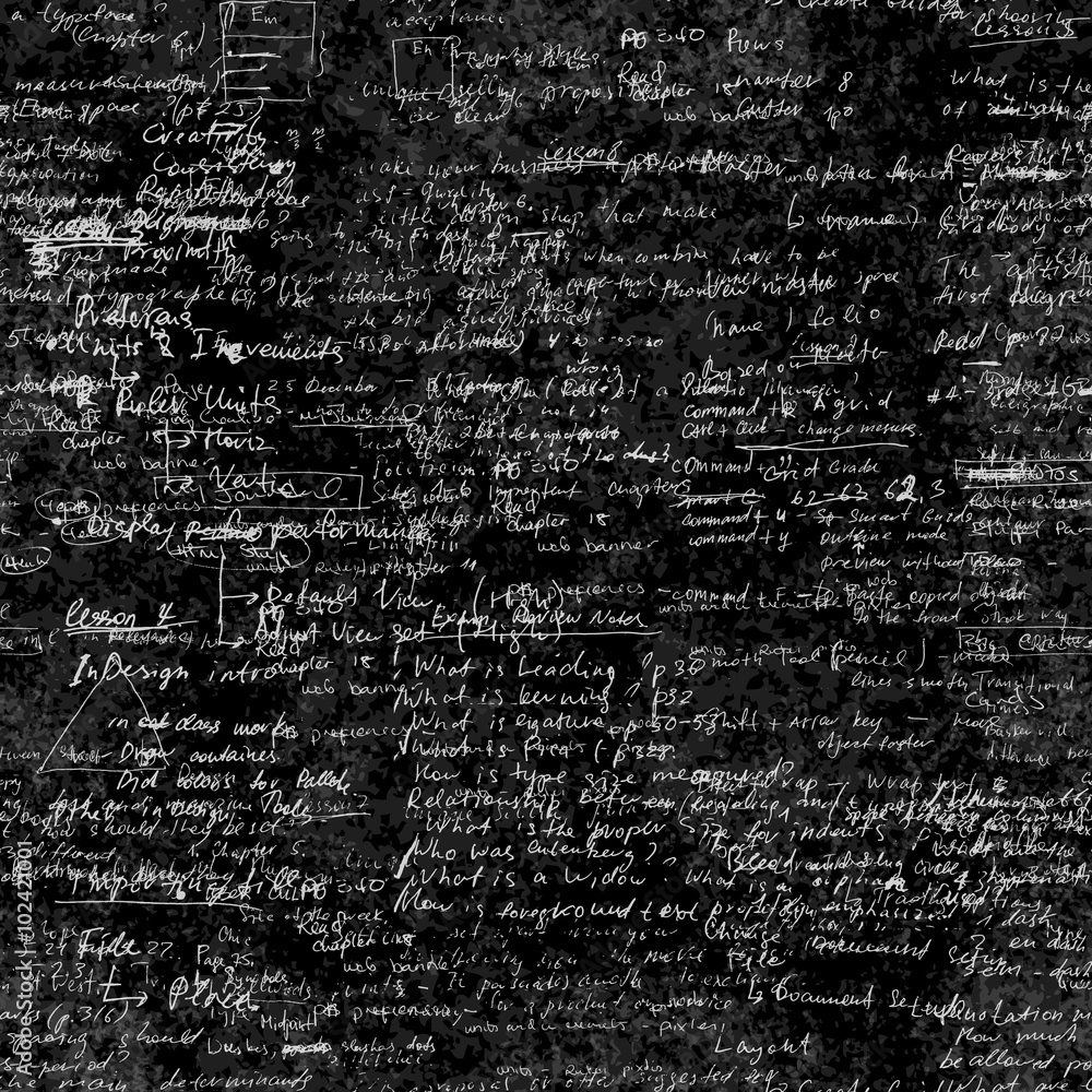 Poster seamless pattern, mathematical operations and elementary functions, endless arithmetic black backgro