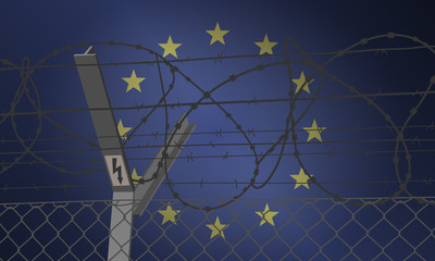 Grenzzaun mit Stacheldraht - Europa