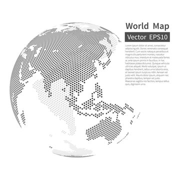 Dotted World Map Background. Earth Globe. Globalization Concept.