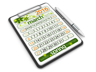 Clipboard with march. Image with clipping path