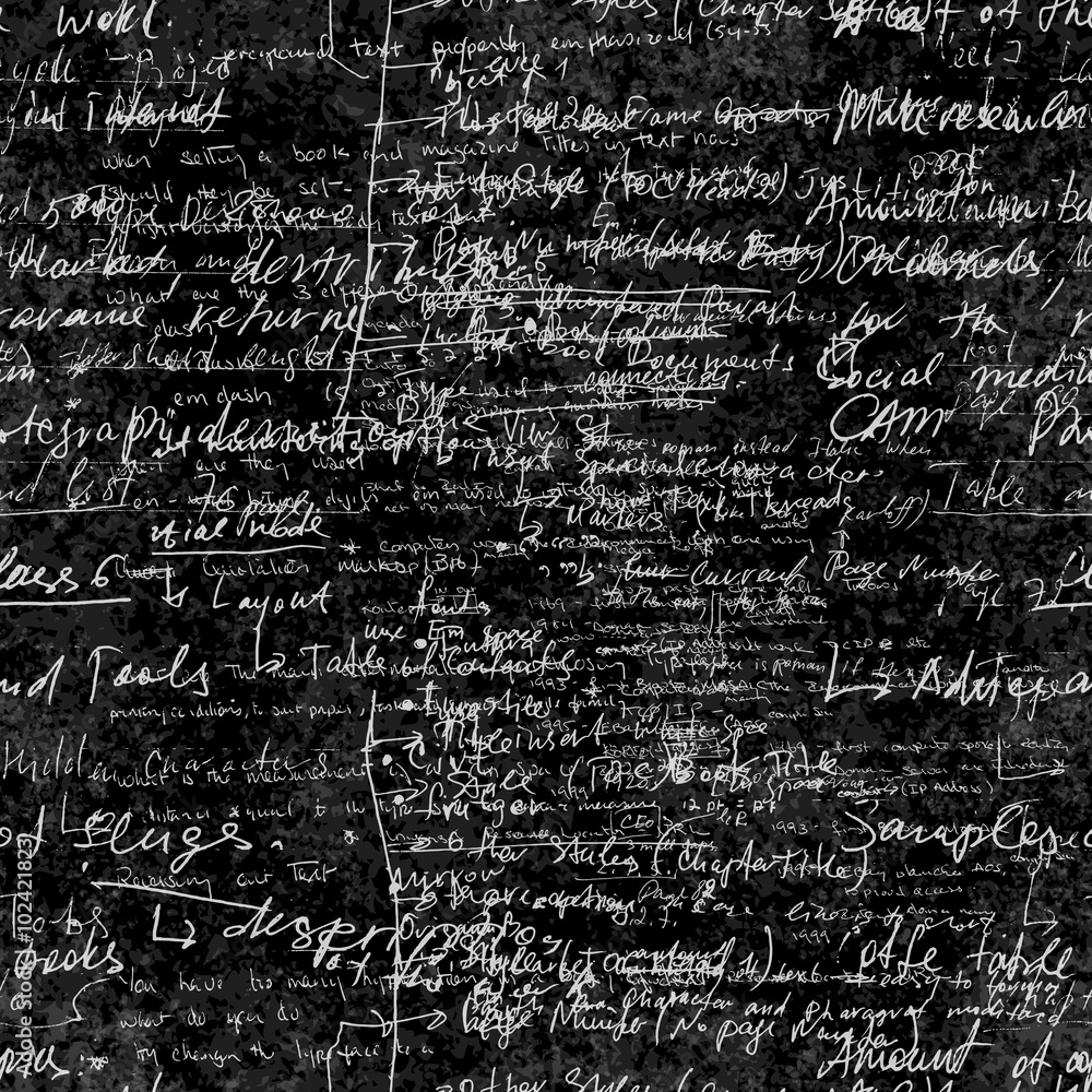 Poster seamless pattern with handwriting text. calligraphic english text written on blackboard.